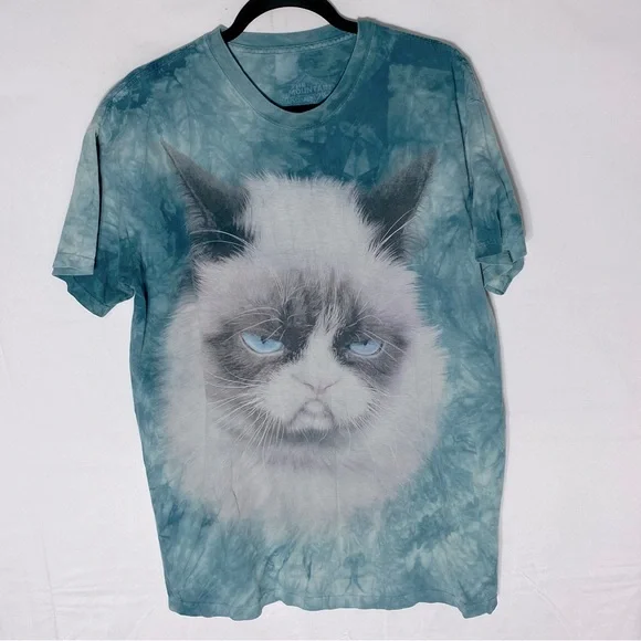 The Mountain Blue Tie Dye Grumpy Cat Graphic Tee T Shirt L - Picture 16 of 16